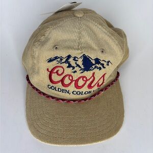 Coors Rocky Mountains Logo Beer Colorado Beige Corduroy Snapback Rope Cap Hat